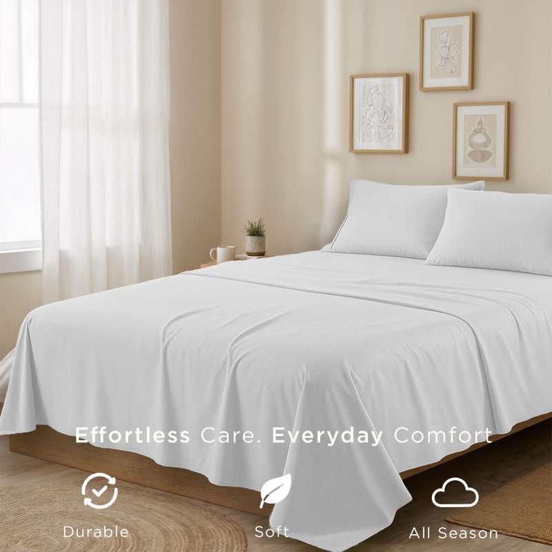 Threadmill Cotton Queen Sheet Set | 100% Cotton Sheets for Queen Size Bed | Solid Sateen Queen Bed Sheets Set with 16â€ Deep Pocket | Soft Breathable 4-Piece Cooling Bedding Sheet Set | White - Image 5