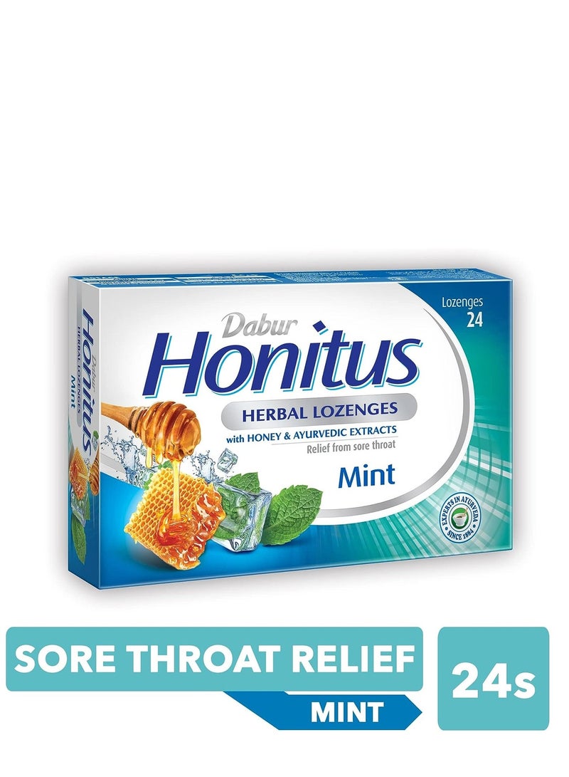 Dabur Honitus Herbal Mint Flavor 24 Lozenges Effective Relief From Cough, Strep Infection And Sore Throat Pain - Image 3