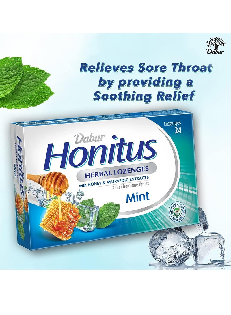 Dabur Honitus Herbal Mint Flavor 24 Lozenges Effective Relief From Cough, Strep Infection And Sore Throat Pain - Image 5
