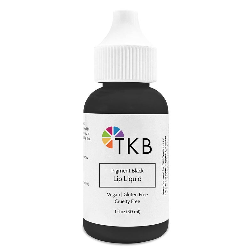 TKB Trading, LLC TKB Lip Liquid Color  Liquid Lip Color for TKB Gloss Base DIY Lip Gloss Pigmented Lip Gloss and Lipstick Colorant Made in USA 1floz 30ml Pigment Black 