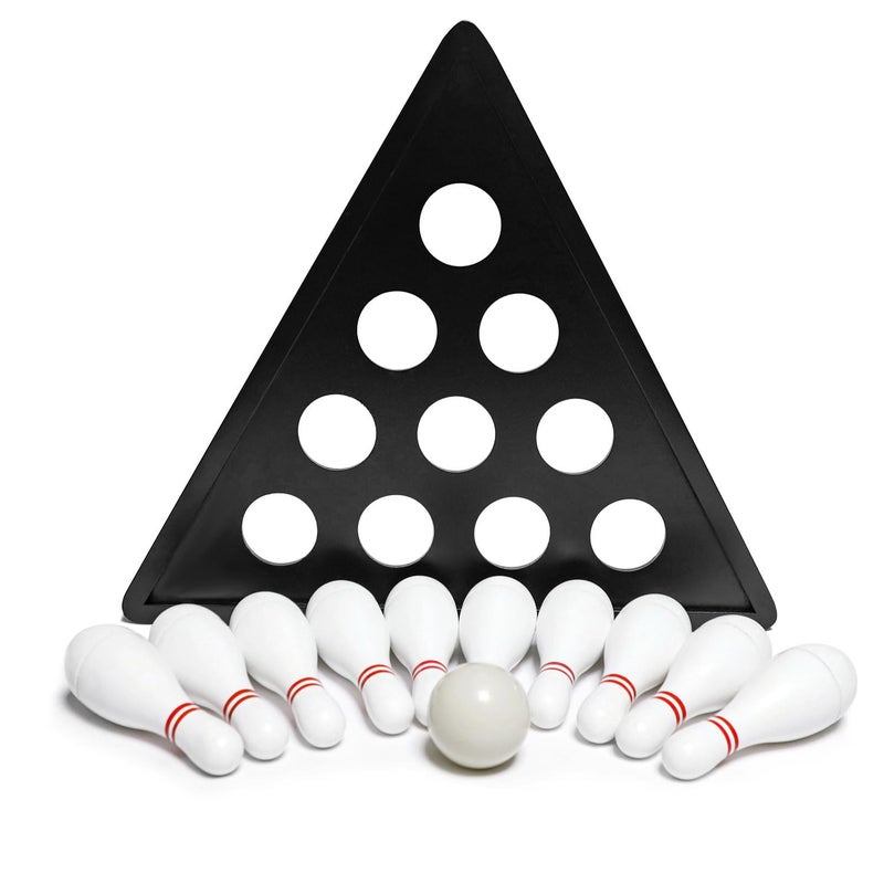 YDDS Shuffleboard Bowling Pin Set with 10 Pcs Premium Hardwood Bowling Pins Durabel Triangular Pinsetter Resin Bowling Ball and Carrying Bag, Fun for Shuffleboard Games - Image 2