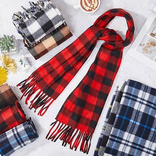 Liitrsh 40 Pcs Winter Fleece Scarves Bulk Donation for Homeless Care Gift Warm Scarf Women Men Unisex Plaid Stripe Classic - Image 3