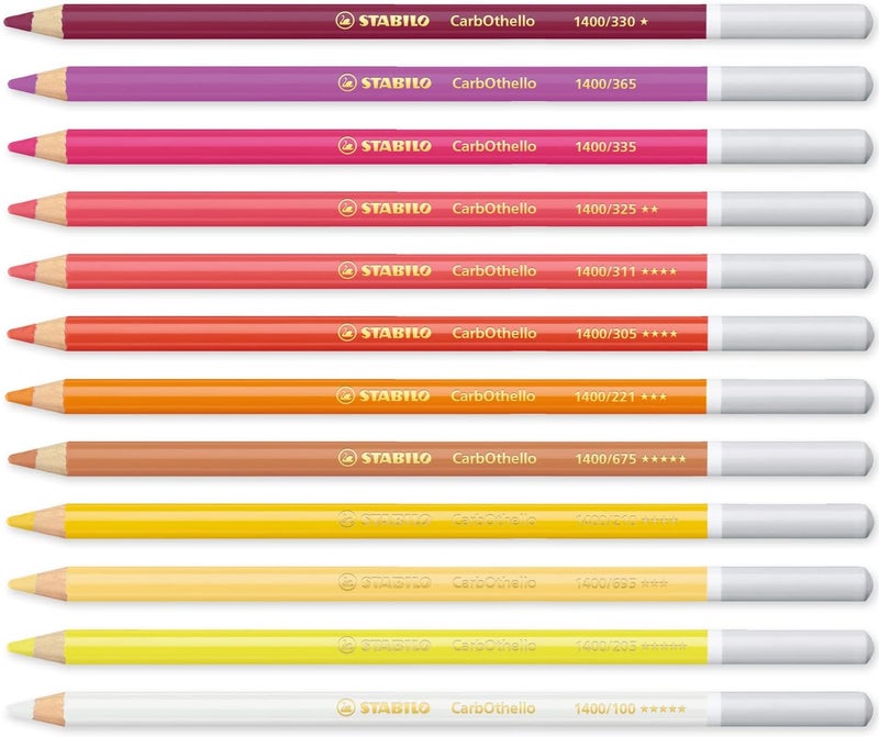 STABILO ChalkPastel Pencil CarbOthello  Pack of 12  Warm Tones - Image 1