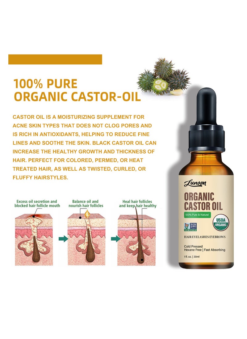 LUNOON LUNOON cross-border dense hair castor essential oil prevents hair loss, moisturizes and repairs thick hairline, strengthens and solidifies hair essential oil 30ml  - Image 4