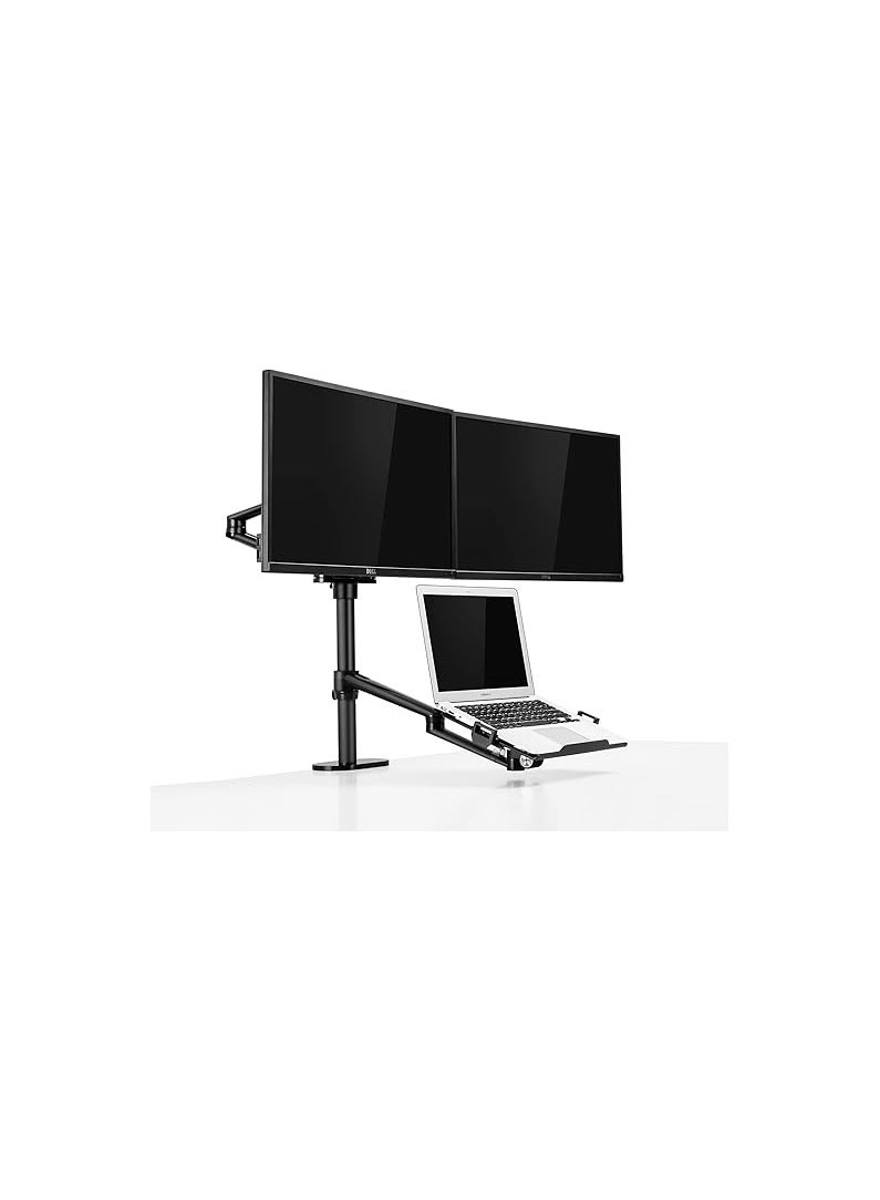 Generic 3-in-1 Adjustable Laptop Screen Stand – Supports Laptops 12 to 17 Inches, Dual Monitors up to 27 Inches, Aluminum Desk Riser, Black - Image 1