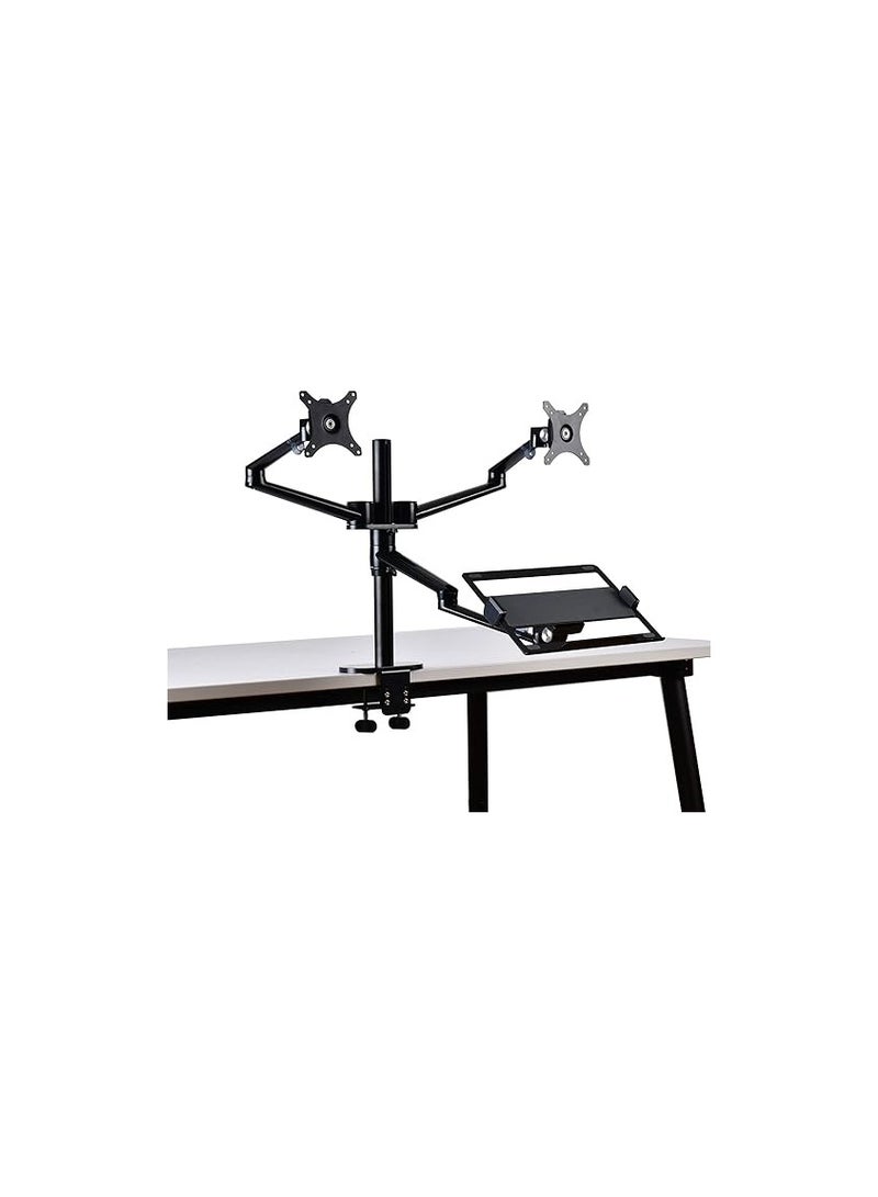 Generic 3-in-1 Adjustable Laptop Screen Stand – Supports Laptops 12 to 17 Inches, Dual Monitors up to 27 Inches, Aluminum Desk Riser, Black - Image 2