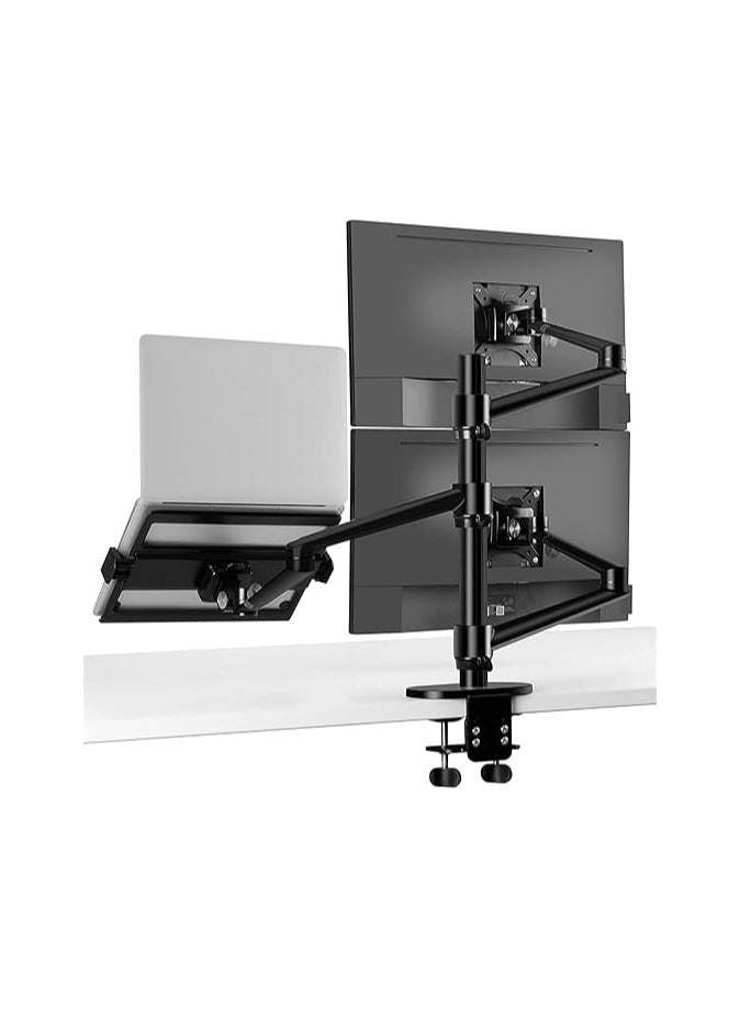 Generic 3-in-1 Adjustable Laptop Screen Stand – Supports Laptops 12 to 17 Inches, Dual Monitors up to 27 Inches, Aluminum Desk Riser, Black - Image 3