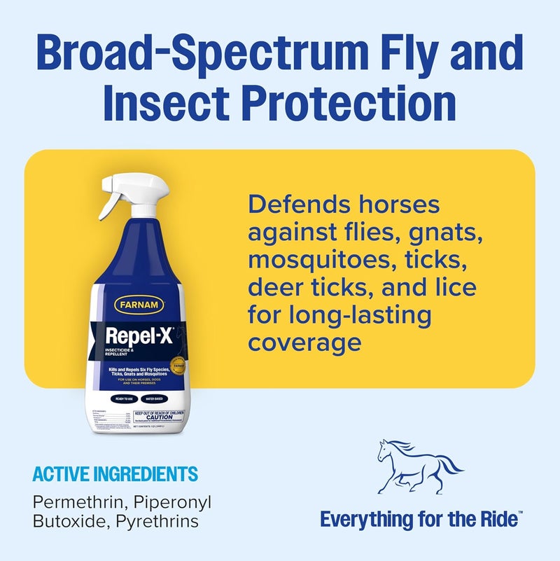Farnam Repel-X Ready-To-Use Fly Spray, Insecticide And Repellent For Horses And Dogs, 32 Fluid Ounces, 1 Quart Bottle With Trigger Sprayer - Image 2