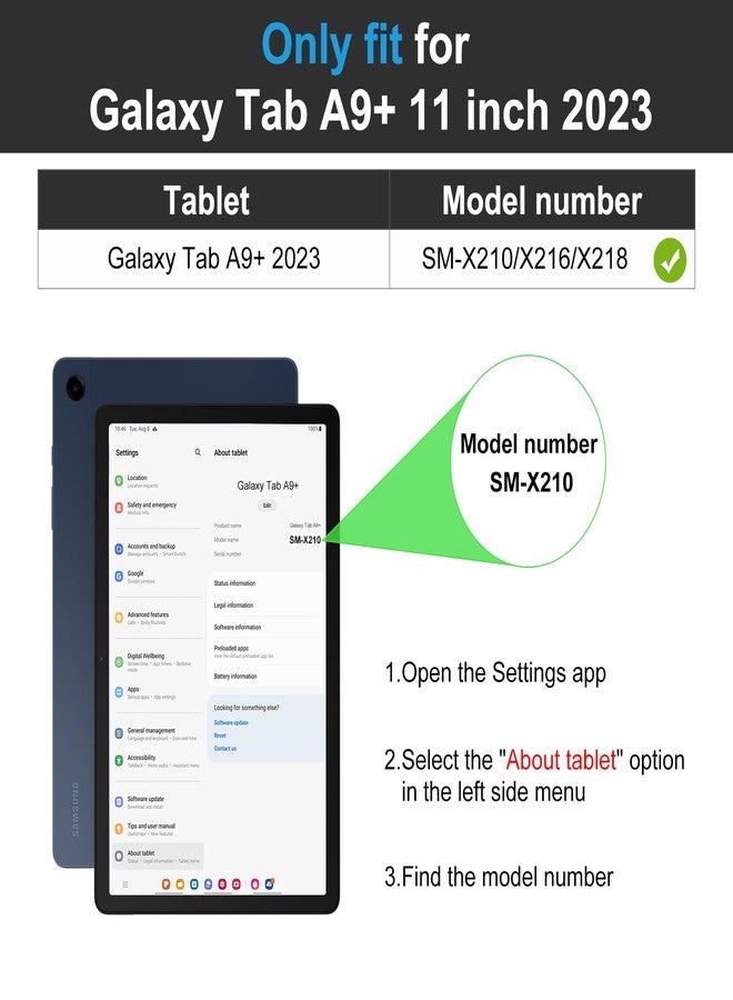 DTTO for Samsung Galaxy Tab A9 Plus 11 inch Case 2023, Premium Leather Business Folio Stand Cover with Hand Strap for Galaxy Tab A9+ 11’’ 2023 Model (SM-X210/X216/X218) - Auto Wake/Sleep, Black - Image 2
