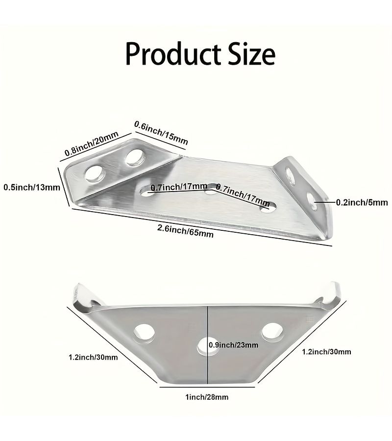 40pcs Set 5 Angle Brackets 35 Screws Heavy Duty Metal Corner Brace 90 Degree Angle Support Scratch Resistant Easy To Install For Furniture And Wooden Frames 2.71 X 1.02 X 0.51 Inches - Image 2