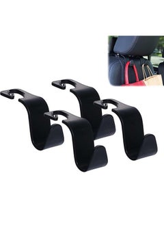 Generic 4 Pcs Car Vehicle Seat Back Headrest Hooks, Plastic S Type Back Seat Organizer Hanger Storage Hook, Holder Hook for Bag Purse Handbag (Black)  - Image 1