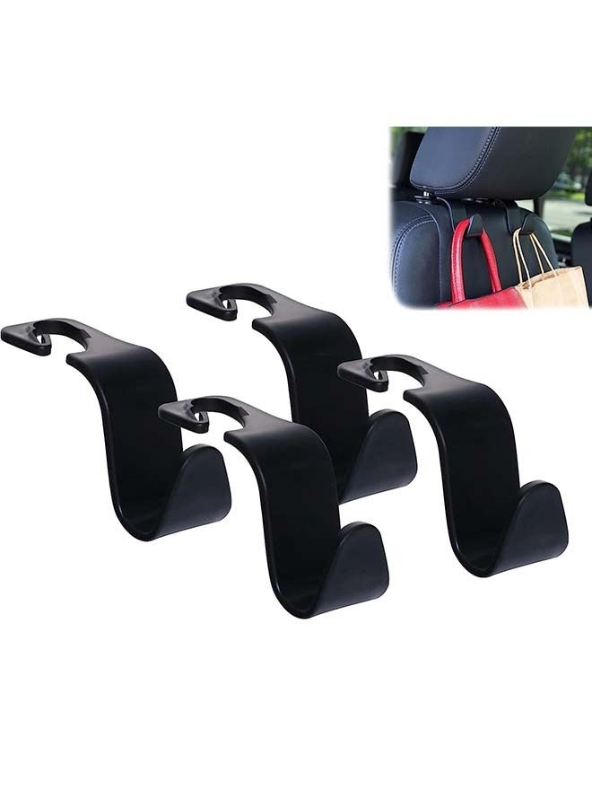 4 Pcs Car Vehicle Seat Back Headrest Hooks, Plastic S Type Back Seat Organizer Hanger Storage Hook, Holder Hook for Bag Purse Handbag (Black) - Image 1