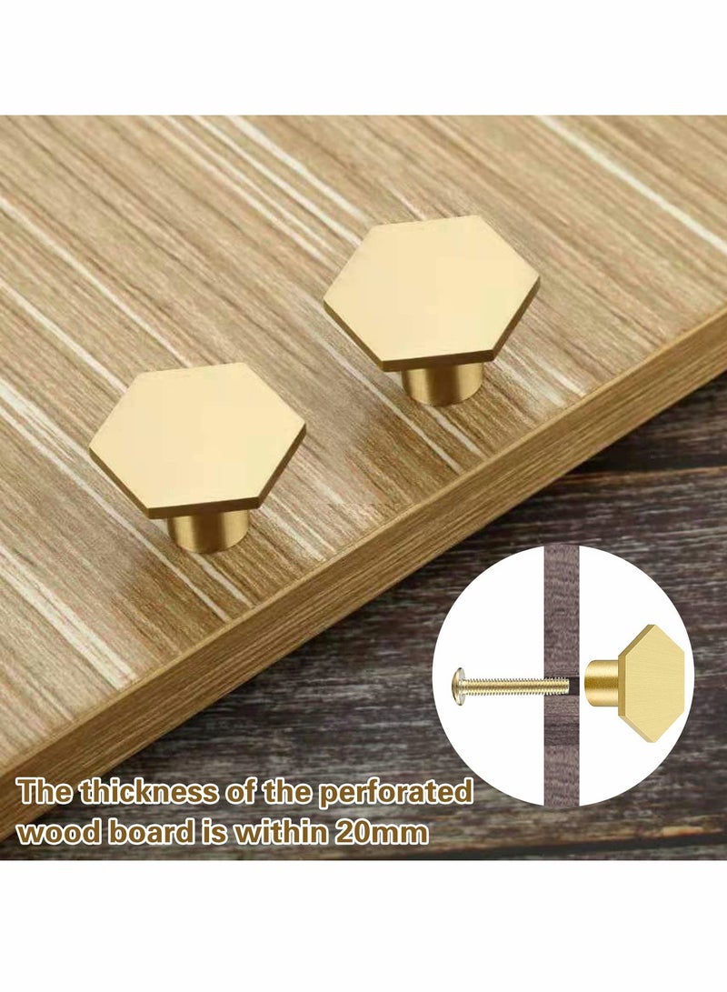 Zikra Cabinet Knobs Gold Drawer Knobs Solid Brass Cupboard Knobs with 6 Screws for Drawer, Wardrobe, Cabinets, Doors, Decoration （6Pcs ） - Image 4