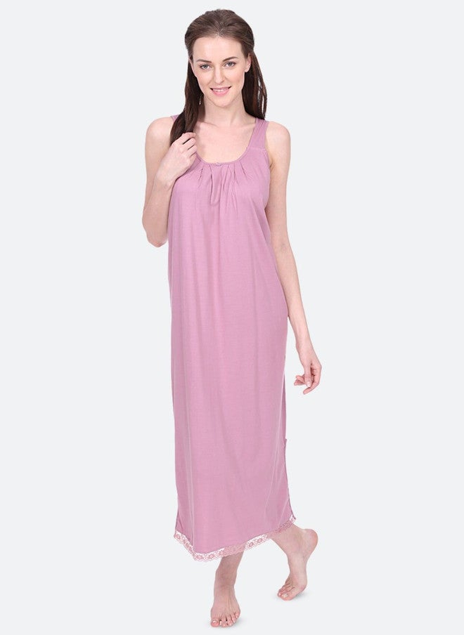 Red Rose RedRose Women Sleeveless Maxi Nightdress in Rose Pink - Image 1