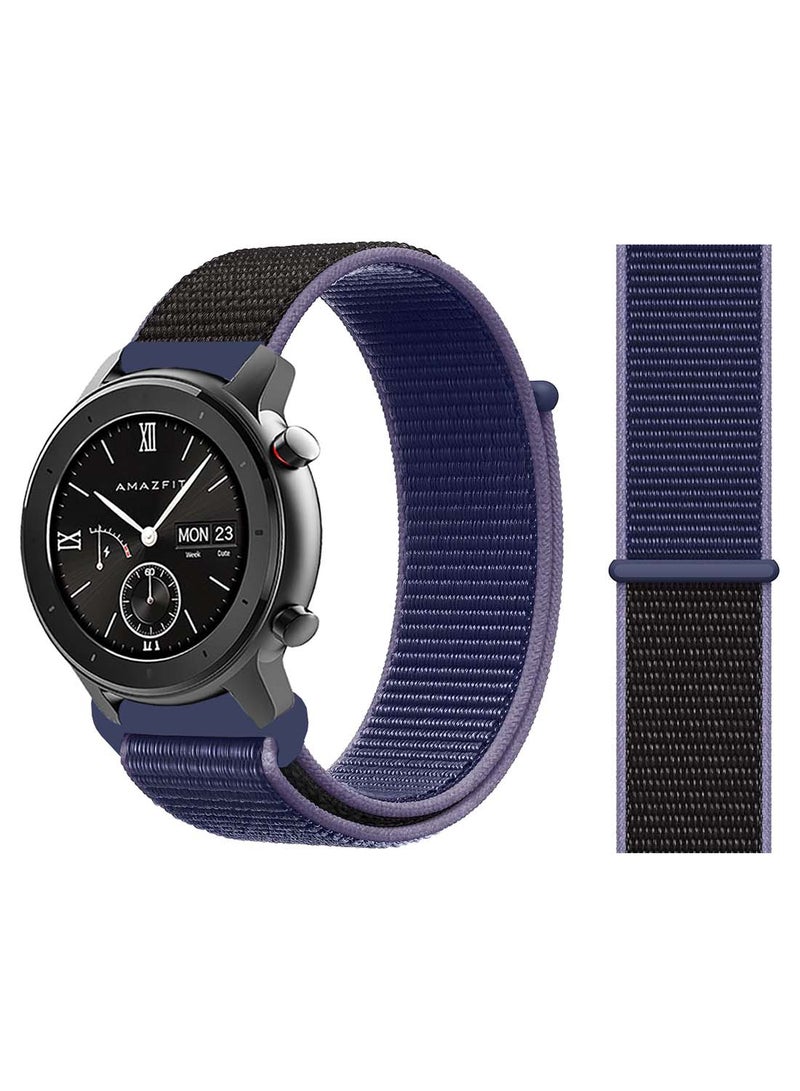 Perfii Nylon Loop Replacement Band For Amazfit GTR Midnight Blue/Black
