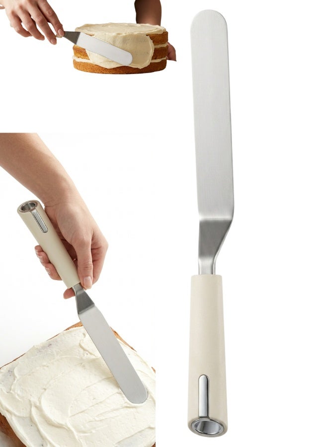 Professional Offset Cake Spatula 304 Stainless Steel Frosting Icing Knife with Ergonomic Handle for Baking and Decorating - Image 1