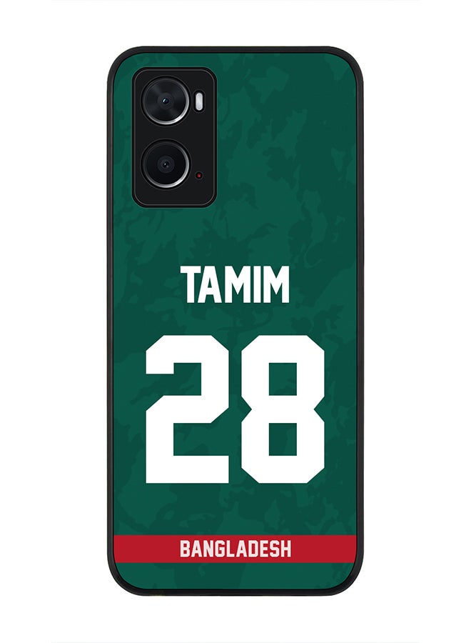 Stylizedd Rugged Black Edge Case for Oppo A96 4G / A36 / A76, Slim fit Soft Case Flexible thin Cover - Player Name - Tamim Iqbal, Jersey Number- 28 - Image 1
