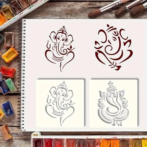 Cliths 4 Pcs Indian Stencil Templates Cultural Belief Stencils for Art and Craft DIY Painting Stencil for Wall, Wood, Fabric, Canvas Rangoli Kolam Mandala Design Templates - Image 3