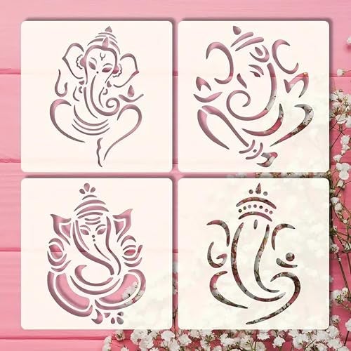Cliths 4 Pcs Indian Stencil Templates Cultural Belief Stencils for Art and Craft DIY Painting Stencil for Wall, Wood, Fabric, Canvas Rangoli Kolam Mandala Design Templates - Image 4