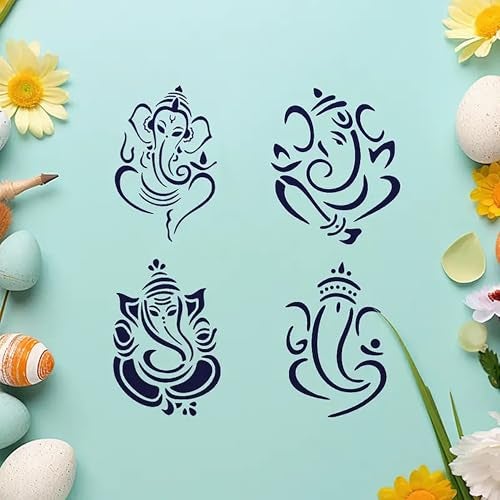 Cliths 4 Pcs Indian Stencil Templates Cultural Belief Stencils for Art and Craft DIY Painting Stencil for Wall, Wood, Fabric, Canvas Rangoli Kolam Mandala Design Templates - Image 5