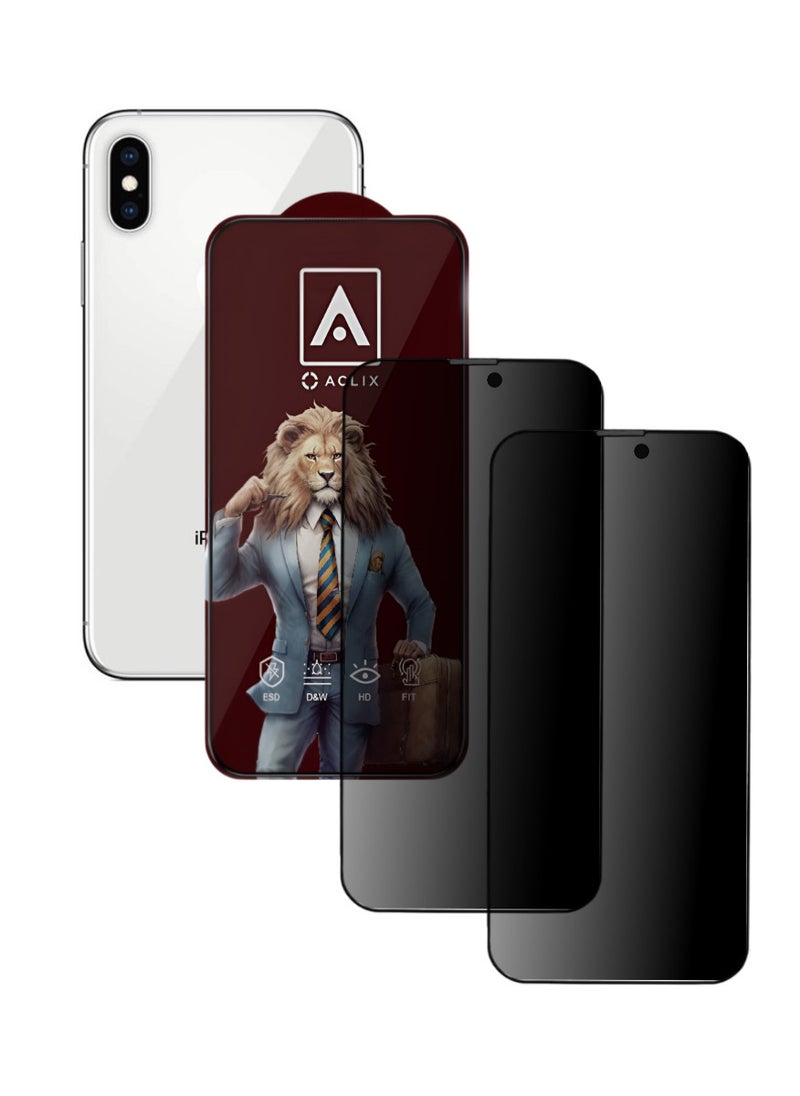 ACLIX 2 Pieces Antistatic ESD Dustproof Premium Quality High Definition Anti-Spy Privacy Tempered Glass Screen Protector Designed For  iPhone XS - Image 1