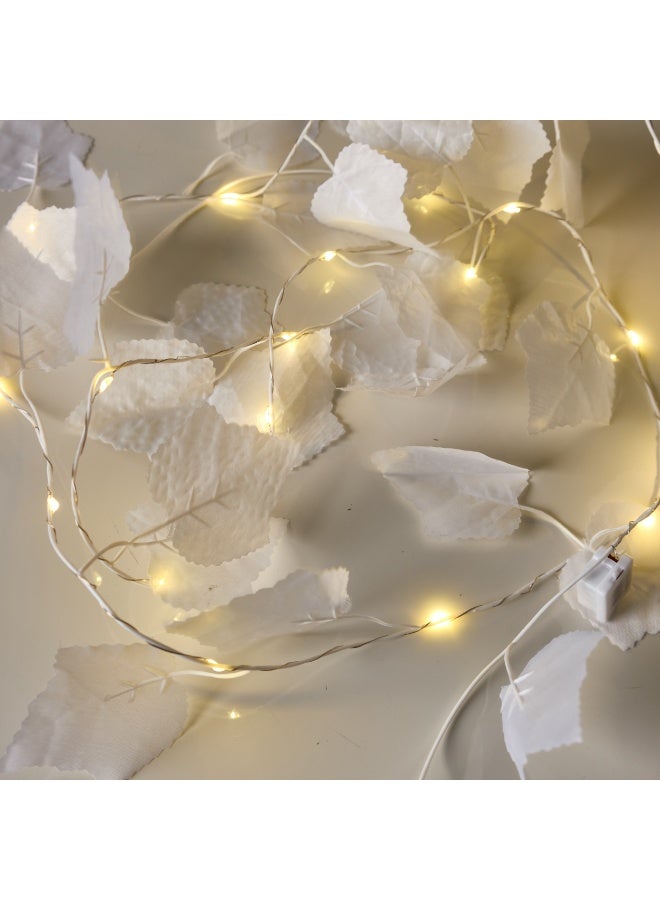 NAGAFA SHOP Leaf Vine LED Garland with Warm Light – Battery Powered Natural Wall Décor2 M - Image 1