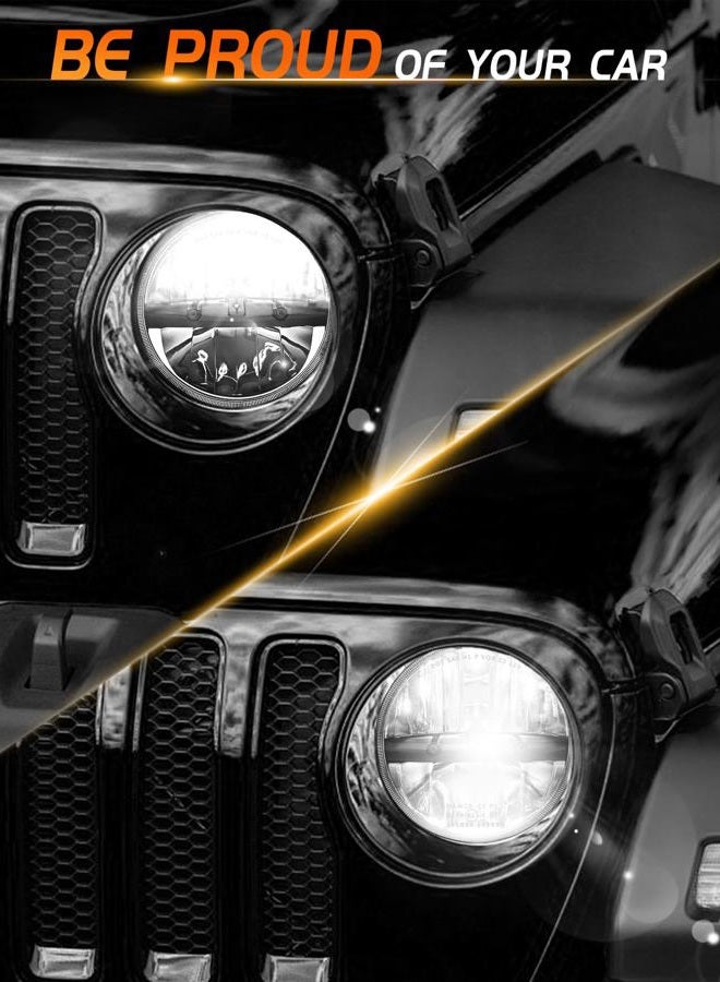 MGLLIGHT DOT Approved 7 round led headlights Hi/Low Sealed Heam Compatible with Wrangler TJ JK Do-dge F-ord Che-vy, H6024 6016 6015 6014 Replacement (2PCS) - Image 2