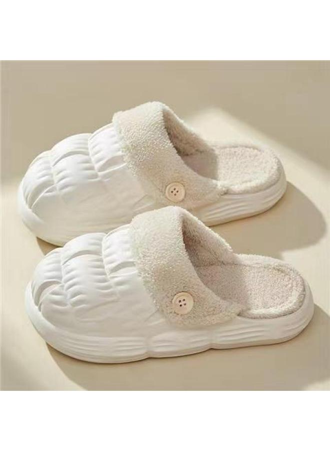 Removable Waterproof Cotton Slippers For Men And Women Winter New Non-slip Thick Bottom Couple Home Wear Fleece-lined Warm