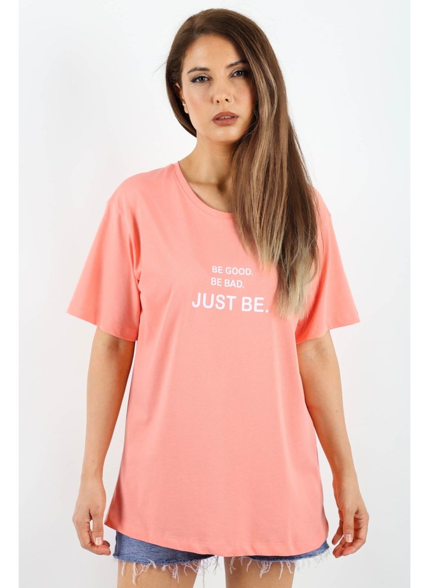 Ritnice - Women's Just Be Wide Cut 100% Cotton Salmon T-Shirt - Image 1