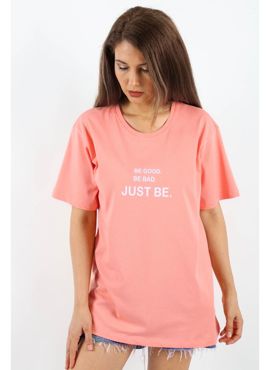 Ritnice - Women's Just Be Wide Cut 100% Cotton Salmon T-Shirt - Image 1
