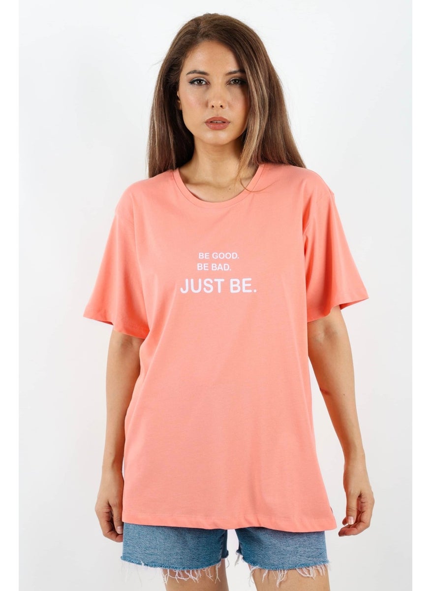 Ritnice - Women's Just Be Wide Cut 100% Cotton Salmon T-Shirt - Image 1