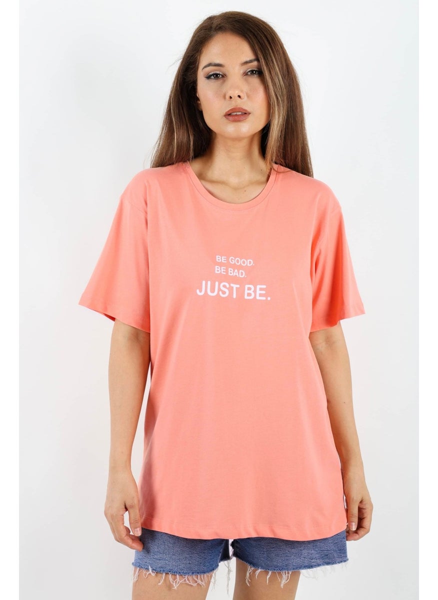 Ritnice - Women's Just Be Wide Cut 100% Cotton Salmon T-Shirt - Image 1