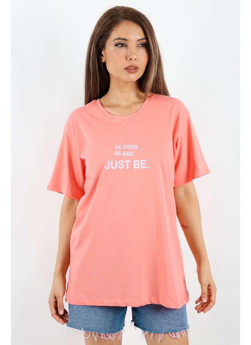 Ritnice - Women's Just Be Wide Cut 100% Cotton Salmon T-Shirt - Image 1