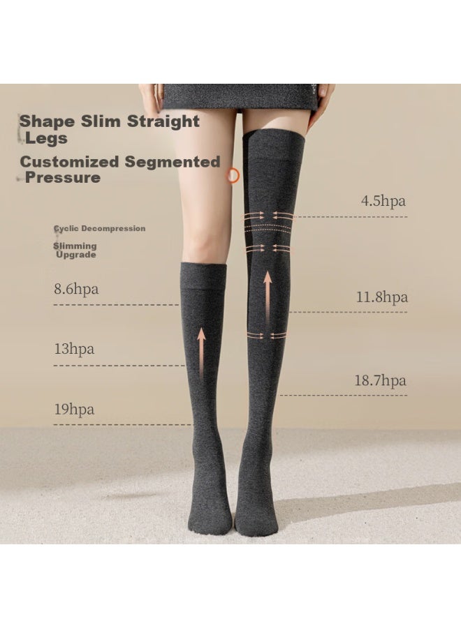 Picking up socks Shiwa Ji Fleece-lined Women's Calf Socks Autumn Winter Compression Slimming Warm Non-slip Long High Tube Socks - Image 3
