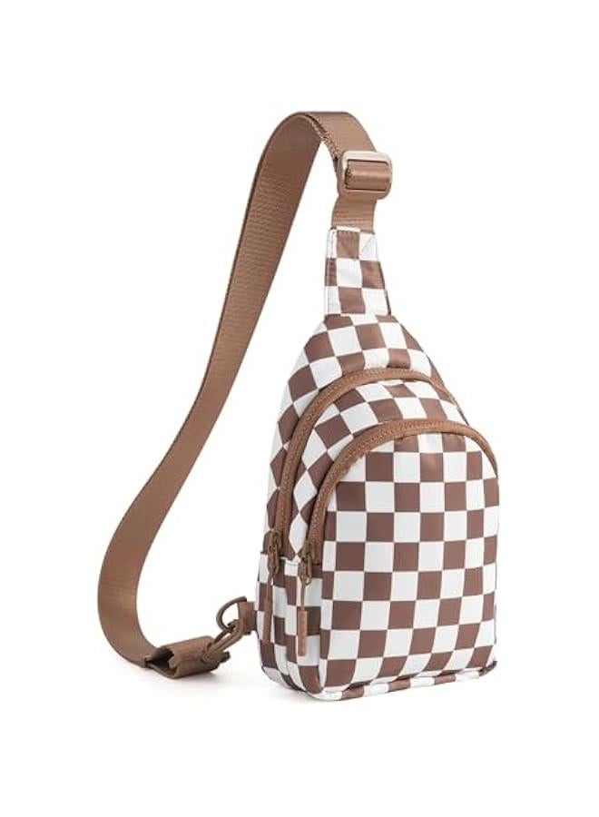 Arabest Checkered Sling Bag for Women Small Backpack Crossbody Chest Bag Fanny Packs Purses - Image 1