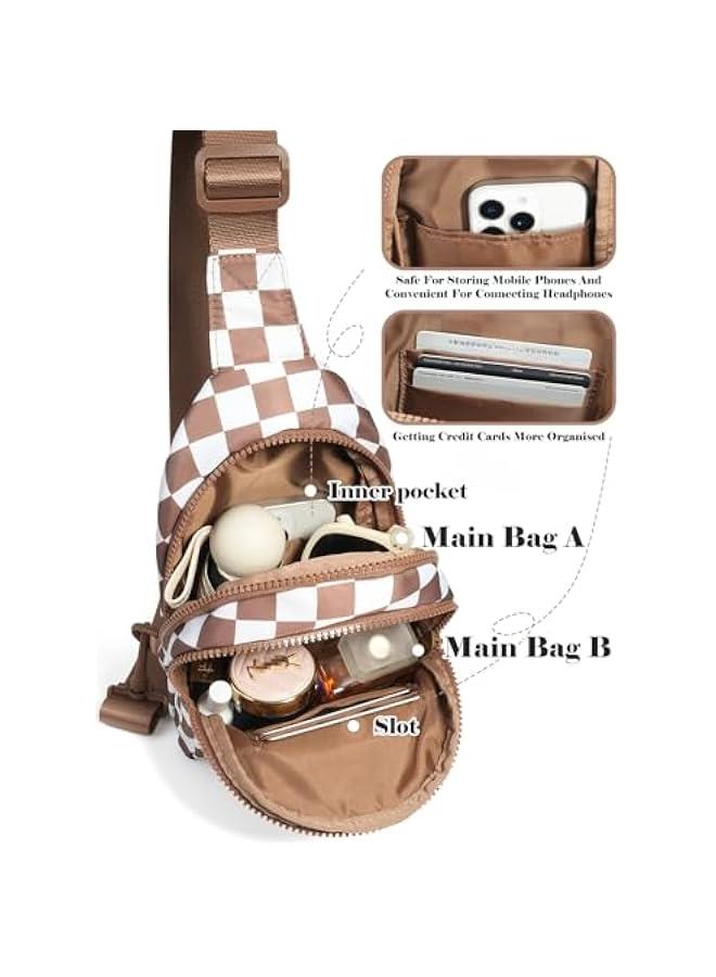 Arabest Checkered Sling Bag for Women Small Backpack Crossbody Chest Bag Fanny Packs Purses - Image 4