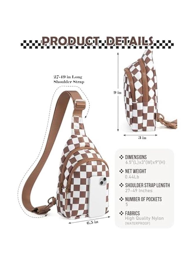 Arabest Checkered Sling Bag for Women Small Backpack Crossbody Chest Bag Fanny Packs Purses - Image 3