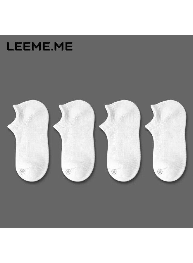Leeme.me Li Mi Women's Socks, Spring And Summer Ladies' Socks, Terry Bottom Breathable Short Socks For Women, 4 White - Image 1