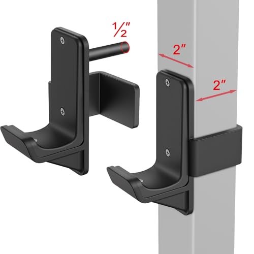 Kipika J-Hooks for Power Rack - Heavy Duty Steel Hooks with Rubber Pads - Fits 2"x2" Square Tube with 1/2" Hole - Set of 2 - Image 2