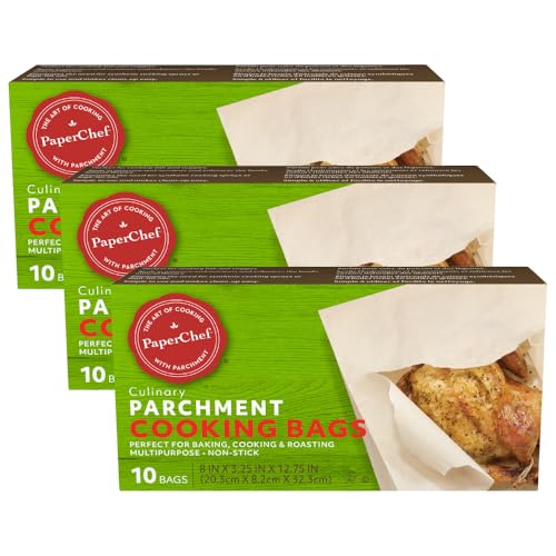 PaperChef  Parchment Bags  Multipurpose NonStick Paper  Perfect for Roasting and Steaming  10 Count  3 Pack
