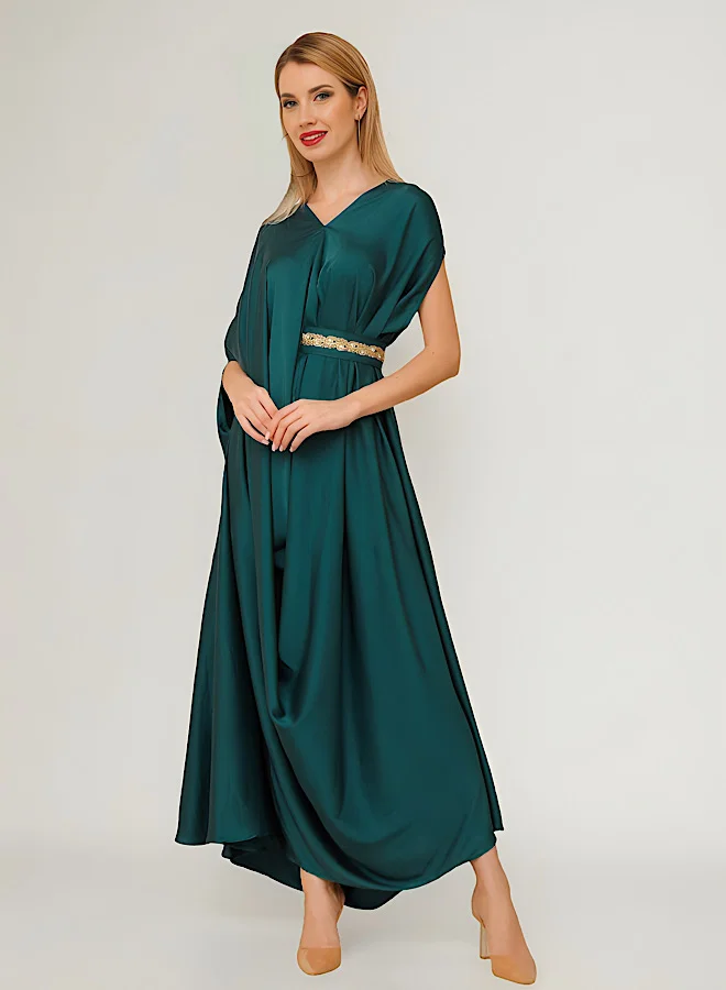 ECSTACY V-Neck Belted Maxi Dress