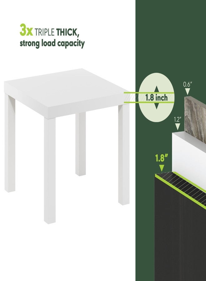 Furinno Classic Side Table, Square Modern End Table with 1.8 Thick Tabletop, Simple Night Stand, Bedside Table, Toolless Assembly, for Living Room, Bedroom, Plain White - Image 4