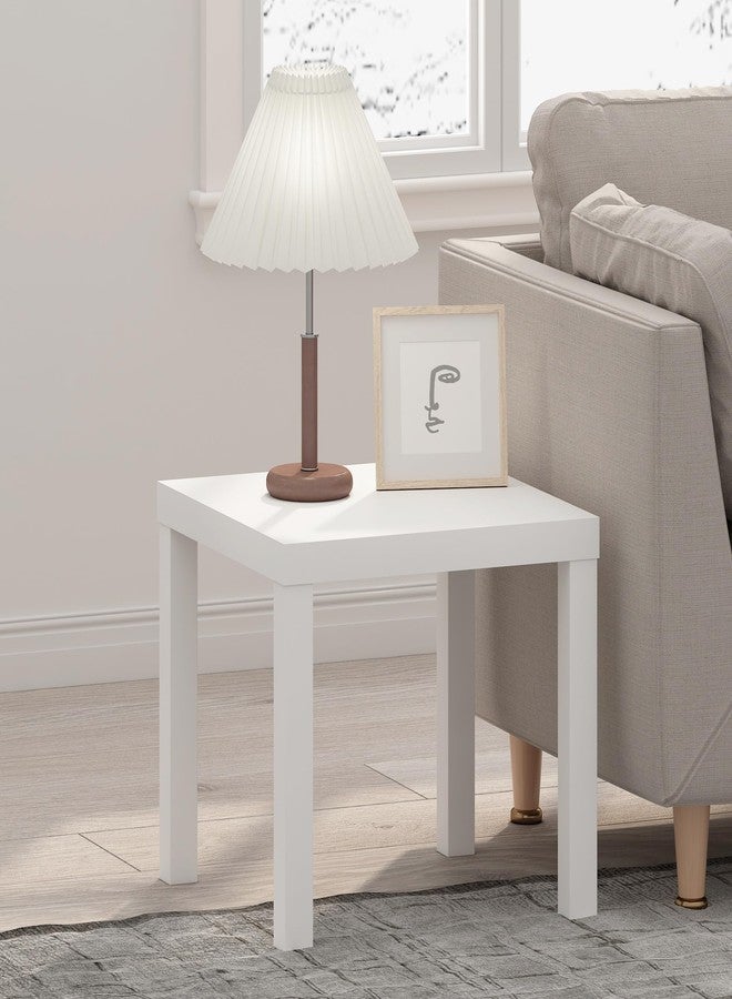 Furinno Classic Side Table, Square Modern End Table with 1.8 Thick Tabletop, Simple Night Stand, Bedside Table, Toolless Assembly, for Living Room, Bedroom, Plain White - Image 1