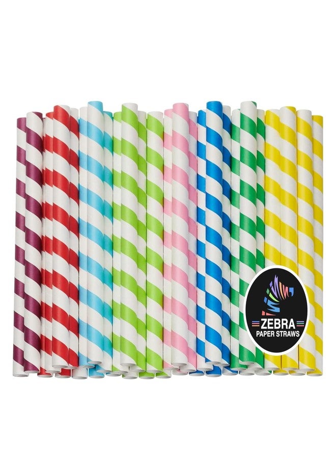 ZEBRA Paper Straws - Biodegradable Boba Straws | 50 Straws (12mm Wide) | Assorted Coloured Stripes | for Thick Shakes and Bubble Tea/Boba Tea (12MM, Stripes) - Image 3