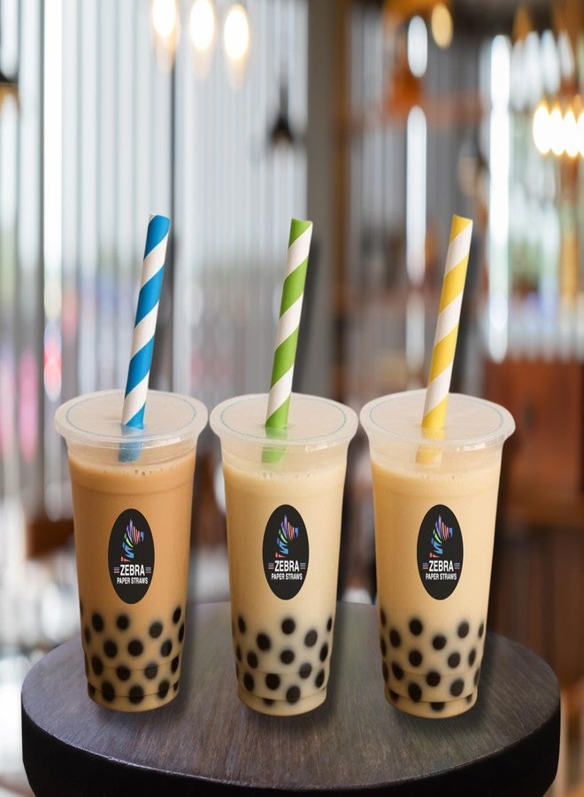 ZEBRA Paper Straws - Biodegradable Boba Straws | 50 Straws (12mm Wide) | Assorted Coloured Stripes | for Thick Shakes and Bubble Tea/Boba Tea (12MM, Stripes) - Image 4