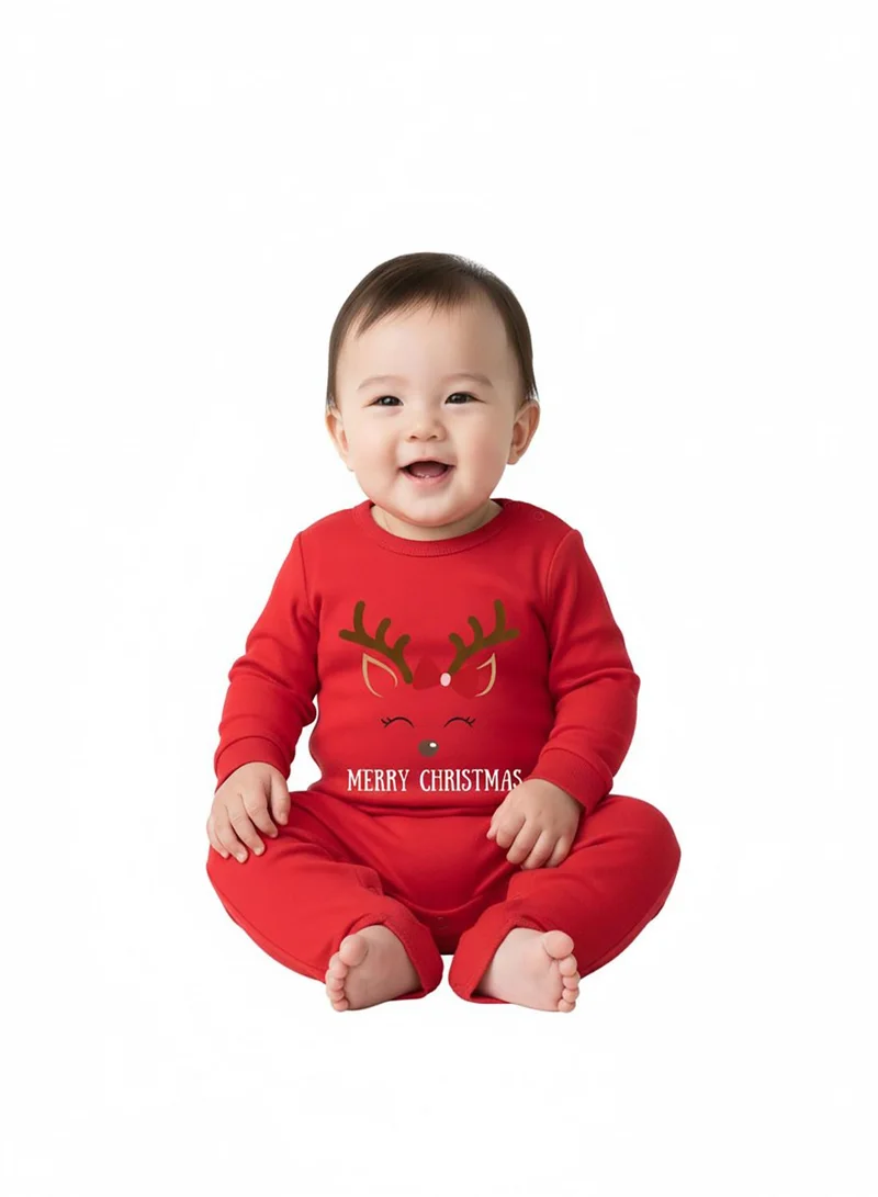 babyqlo Reindeer Merry Christmas Red Baby Romper
