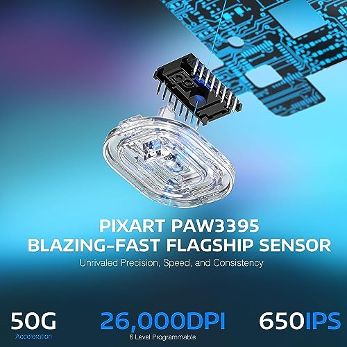 MANBASNAKE Attack Shark X3 Pro 4K/8K Hz Mouse, 59g Superlight BT/2.4G Wireless/Wired Gaming Mouse, PixArt PAW3395 Gaming Sensor, 26000 DPI, Griptape, Programmable Buttons for Win11/Xbox/PS/Mac(White) - Image 4
