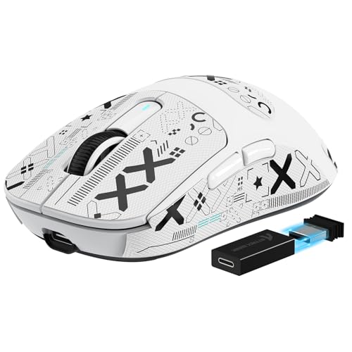 MANBASNAKE Attack Shark X3 Pro 4K/8K Hz Mouse, 59g Superlight BT/2.4G Wireless/Wired Gaming Mouse, PixArt PAW3395 Gaming Sensor, 26000 DPI, Griptape, Programmable Buttons for Win11/Xbox/PS/Mac(White) - Image 1