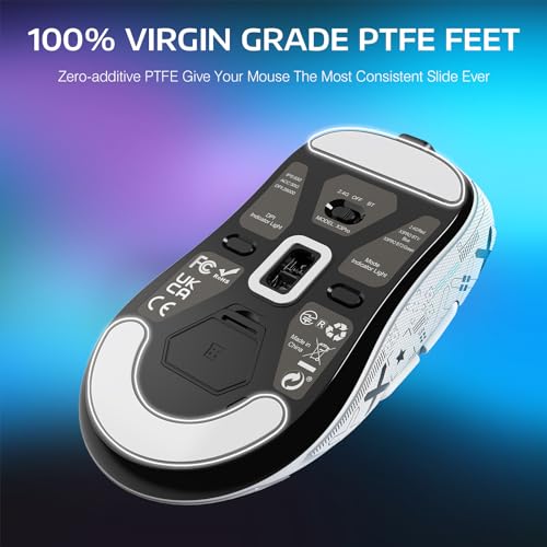 MANBASNAKE Attack Shark X3 Pro 4K/8K Hz Mouse, 59g Superlight BT/2.4G Wireless/Wired Gaming Mouse, PixArt PAW3395 Gaming Sensor, 26000 DPI, Griptape, Programmable Buttons for Win11/Xbox/PS/Mac(White) - Image 5