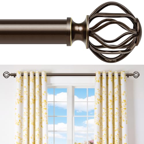 RBYCOS Bronze Curtain Rods for Windows 28-48Inch(2.3-4ft), Heavy Duty 1 Inch Adjustable Curtain Rod, Decorative Window Rods for Small Windows, Bedroom, Kitchen & Dining Room - Image 1